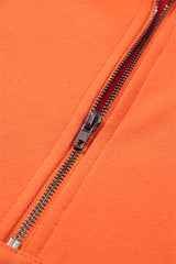 Orange Solid Kangaroo Pocket Half Zipper Oversized Hoodie Sweatshirts & Hoodies JT's Designer Fashion