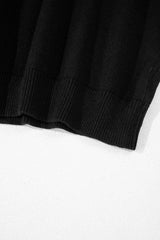Black Pearled Drop Shoulder Round Neck Sweater Sweaters JT's Designer Fashion