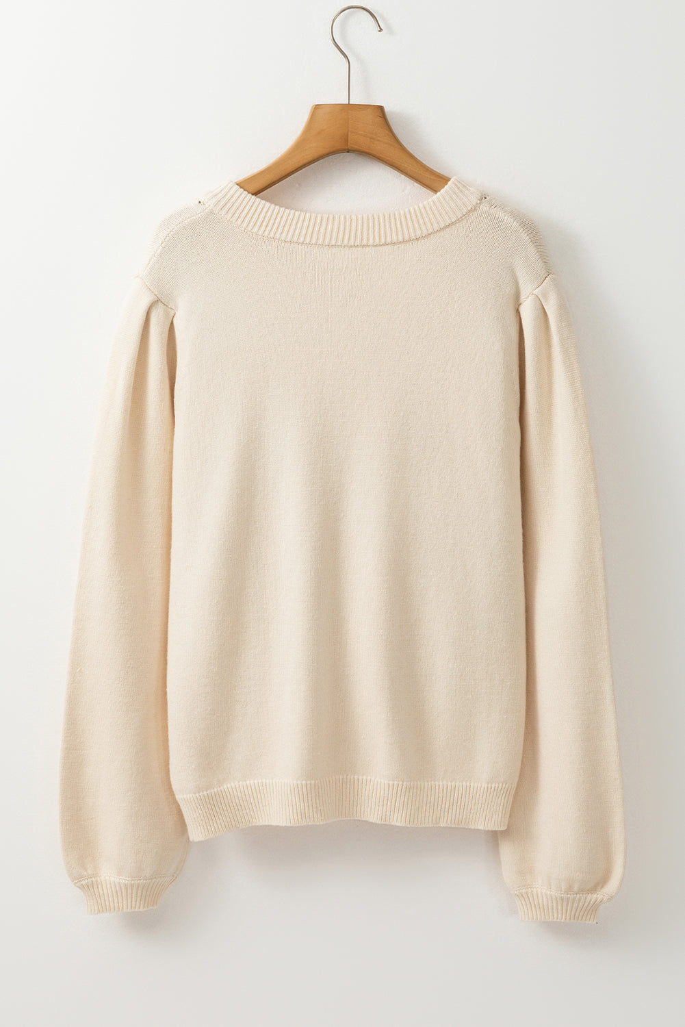 Apricot Pleated Sleeve Hollow Detail Button Sweater Cardigan Cardigans JT's Designer Fashion