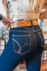 Sail Blue Center Seam Deep Wash Straight Jeans Jeans JT's Designer Fashion