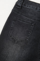 Black Wide Leg Pocketed High Waist Jeans Jeans JT's Designer Fashion