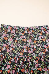 Brown Leopard Floral Reversible Ruffle Hem Maxi Skirt Skirts & Petticoat JT's Designer Fashion