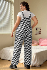 Black Checkered Print Pocketed Wide Leg Jumpsuit Jumpsuits & Rompers JT's Designer Fashion