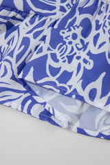 Sky Blue Floral Print Spaghetti Strap High Waist Maxi Dress Floral Dresses JT's Designer Fashion