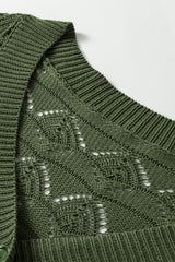 Green Lightweight Buttoned Front Crochet Cardigan Cardigans JT's Designer Fashion