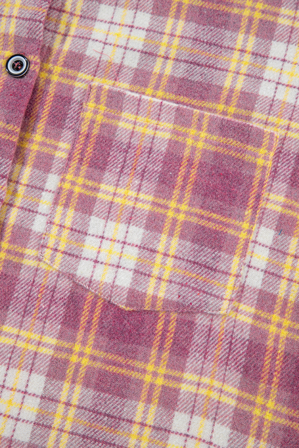Pink Plaid Print Chest Pocket Long Sleeve Shacket Plaid Shackets JT's Designer Fashion