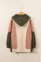 Beige Oversized Color Block Patchwork High Low Hoodie Sweatshirts & Hoodies JT's Designer Fashion