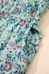 Green Bohemian Floral Ruffle Bottom Spaghetti Strap Jumpsuit Jumpsuits & Rompers JT's Designer Fashion