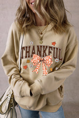 Parchment THANKFUL Leopard Bow Fall Vibe Graphic Sweatshirt Graphic Sweatshirts JT's Designer Fashion
