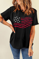 Black American Flag Graphic Crew Neck T Shirt Graphic Tees JT's Designer Fashion