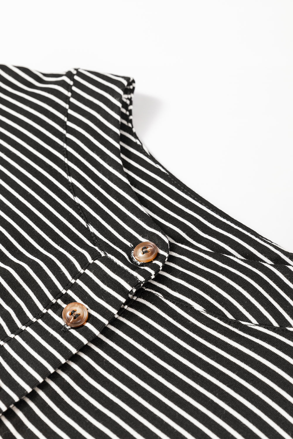 Black white Striped Print Buttoned Wide Leg Sleeveless Jumpsuit Jumpsuits & Rompers JT's Designer Fashion