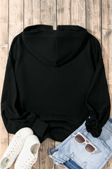 Black Solid Kangaroo Pocket Half Zipper Oversized Hoodie Sweatshirts & Hoodies JT's Designer Fashion