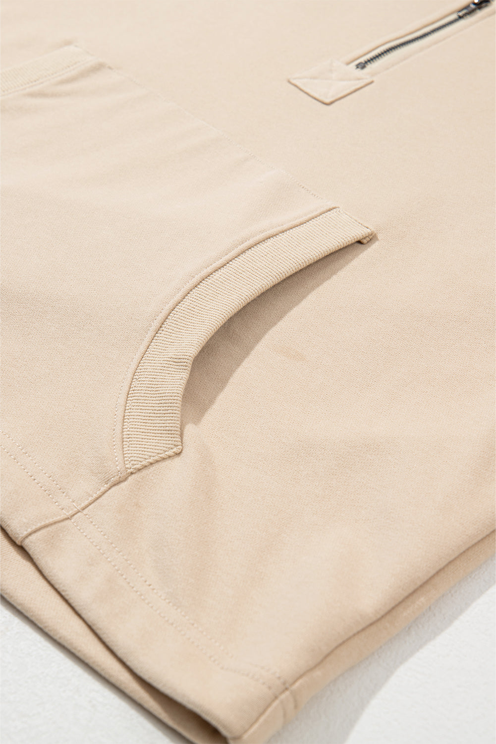 Parchment Solid Kangaroo Pocket Half Zipper Oversized Hoodie Sweatshirts & Hoodies JT's Designer Fashion