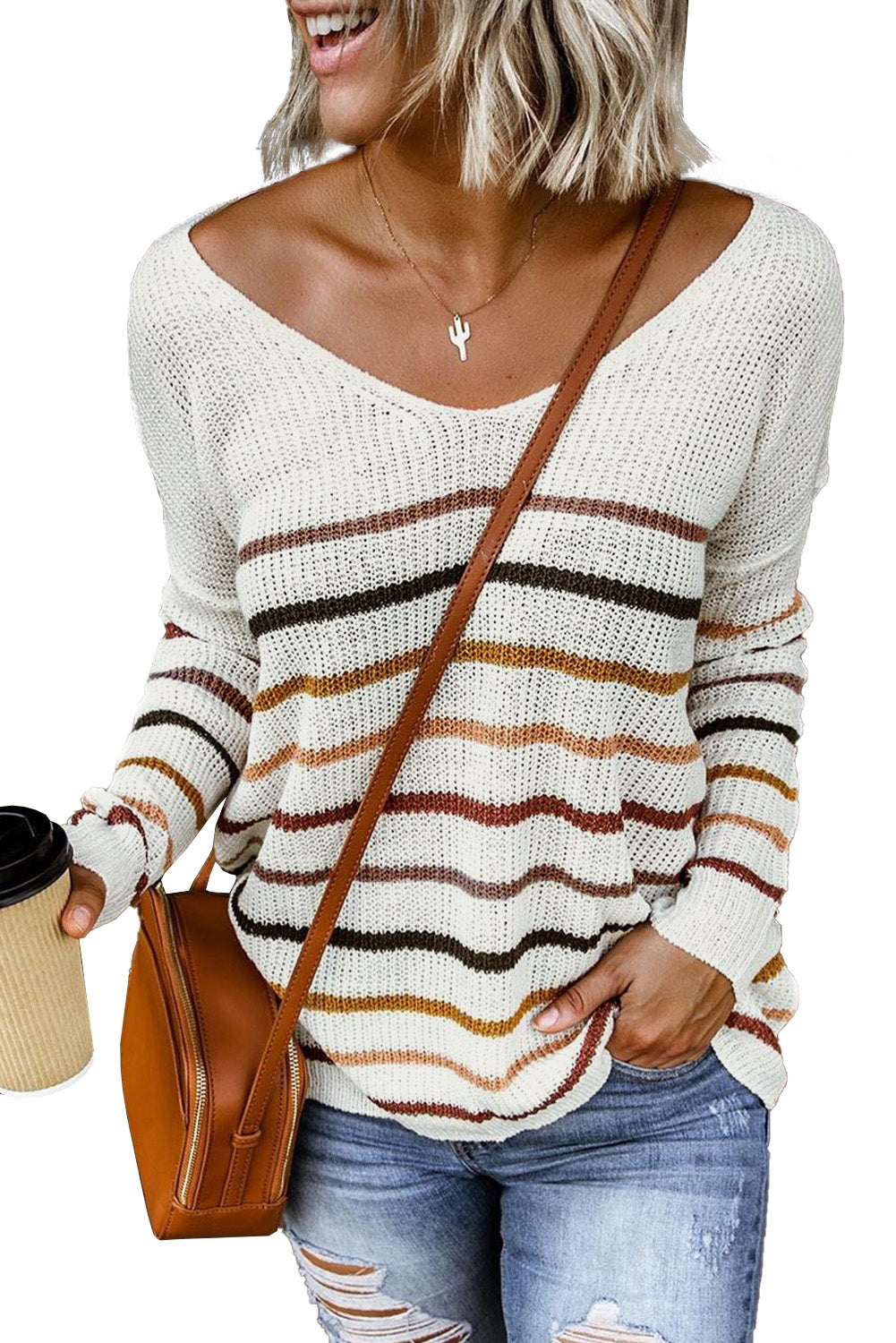 Multicolor Striped Knit Sweater Sweaters & Cardigans JT's Designer Fashion