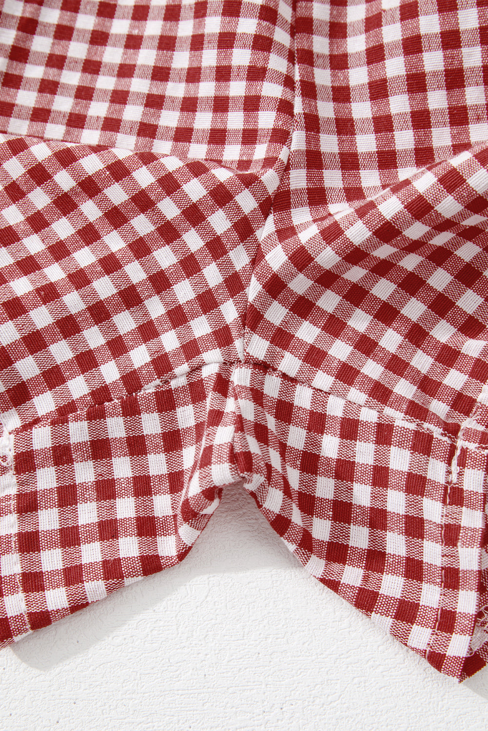 Red Gingham Printed High Waist Shorts Casual Shorts JT's Designer Fashion