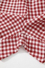 Red Gingham Printed High Waist Shorts Casual Shorts JT's Designer Fashion