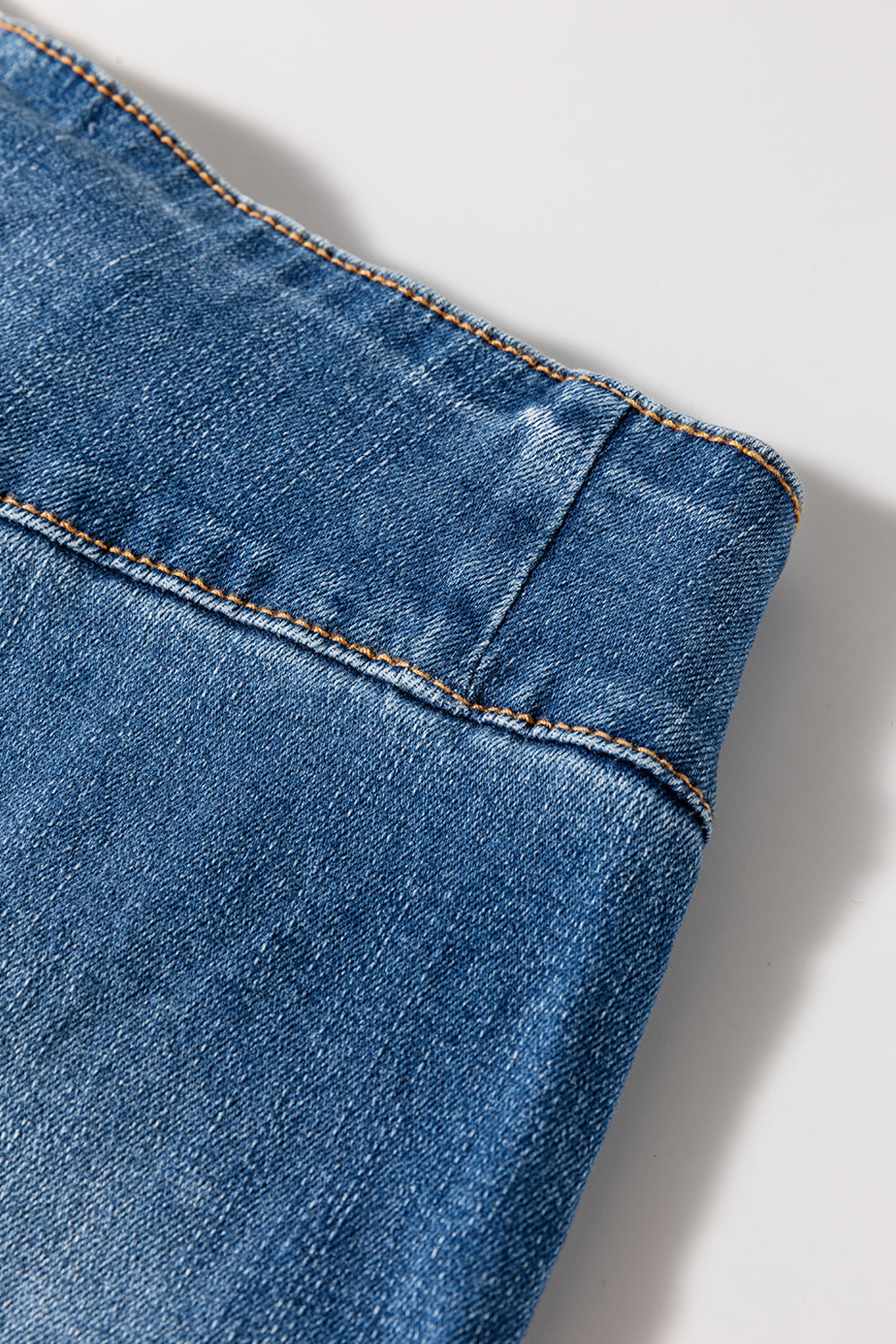 Sail Blue High Waist Button Fly Seamed Raw Hem Flare Jeans Jeans JT's Designer Fashion