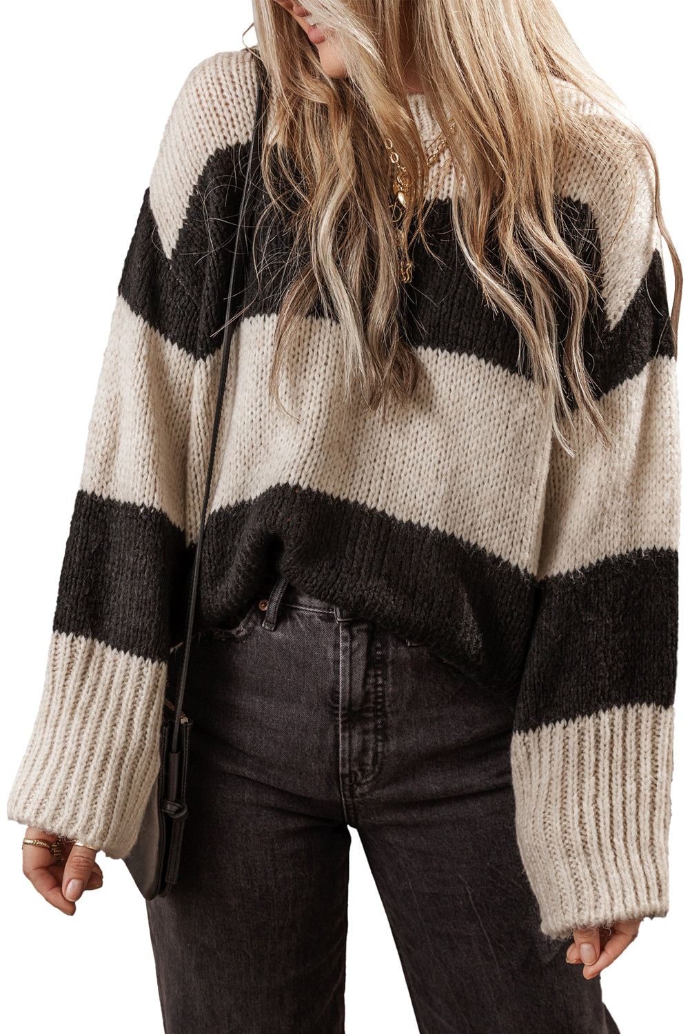 Jet Stream Colorblock Loose Pullover Sweater Sweaters JT's Designer Fashion