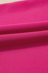 Strawberry Pink Striped Detail Flutter Sleeve Zipped Collar Short Set Short Sets JT's Designer Fashion