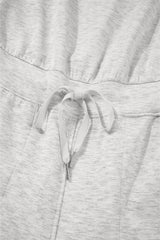 Light Grey Solid Color Crew Neck Drawstring High Waist Sleeveless Jumpsuit Jumpsuits & Rompers JT's Designer Fashion