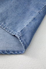 Myosotis Denim Front Pintuck Bow Tie Puff Sleeve Top Blouses & Shirts JT's Designer Fashion