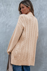Parchment Oversize Chunky Cable Knit Open Front Midi-length Cardigan Cardigans JT's Designer Fashion