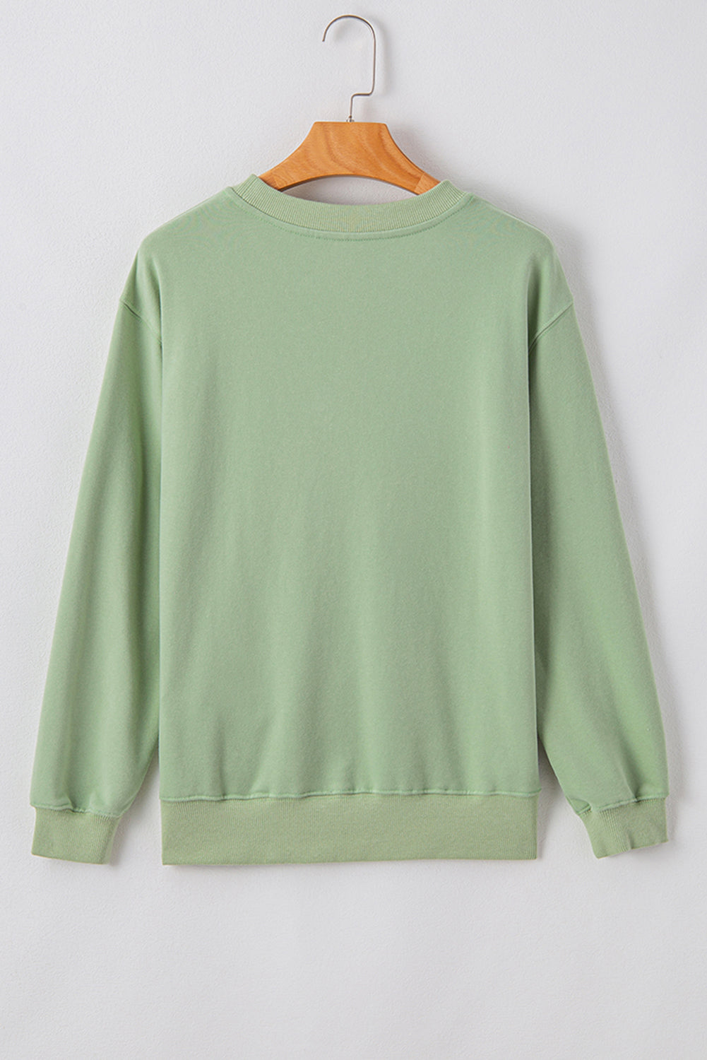 Smoke Green Plain Drop Shoulder Crewneck Pullover Sweatshirt Sweatshirts & Hoodies JT's Designer Fashion