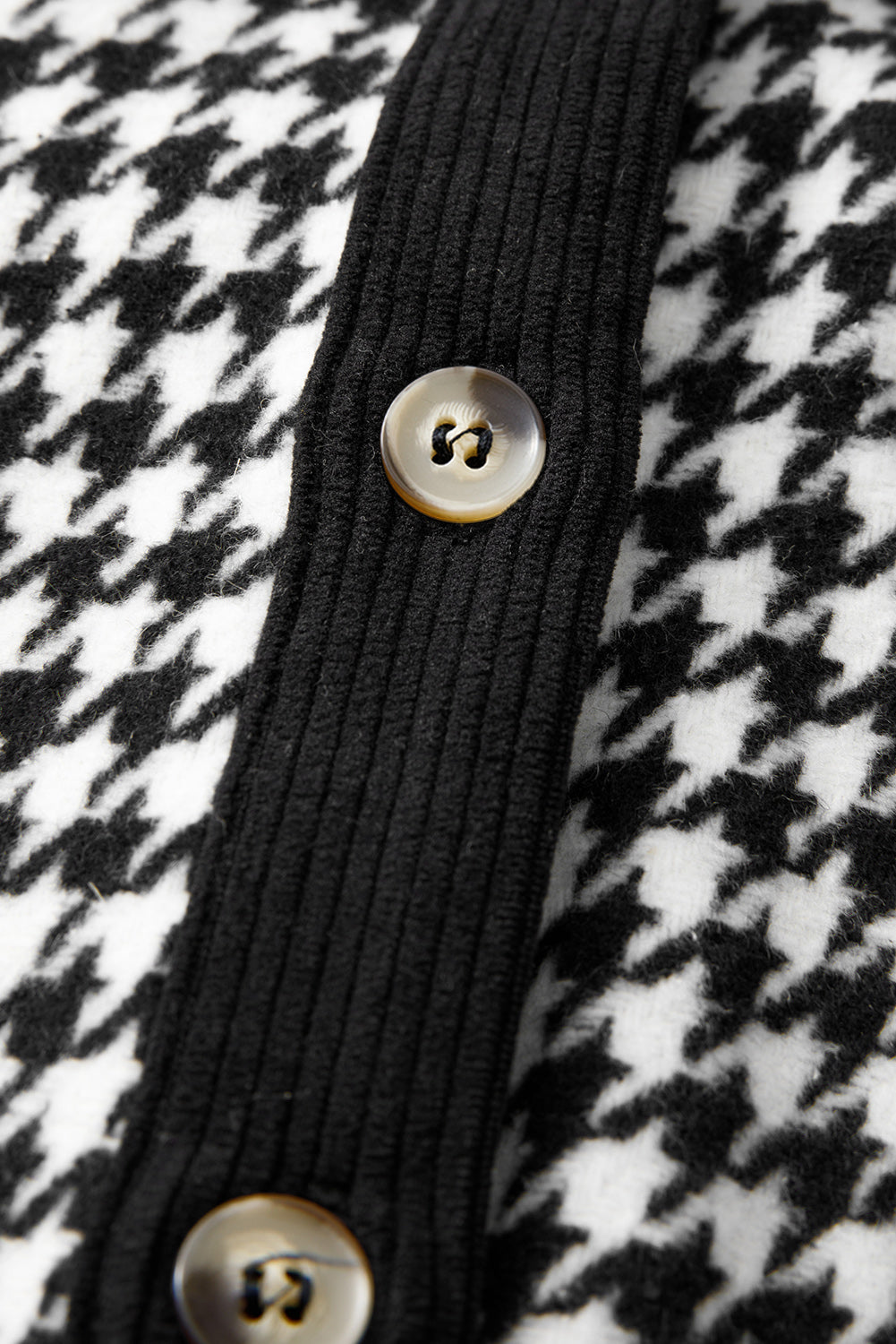 Black Houndstooth Corduroy Patchwork Flap Pocket Shacket Jackets JT's Designer Fashion