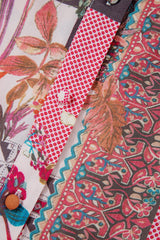 Red Boho Geometric Mixed Print Patchwork Bubble Sleeve Shirt Blouses & Shirts JT's Designer Fashion