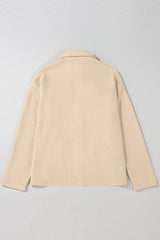 Apricot Solid Color Corduroy Buttoned Long Sleeve Shacket Jackets JT's Designer Fashion