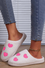 Pink Heart Pattern Valentines Fuzzy Winter Slippers Slippers JT's Designer Fashion