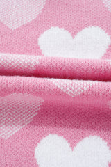 Pink Pearled Heart Print Valentines Crew Neck Sweater Sweaters JT's Designer Fashion