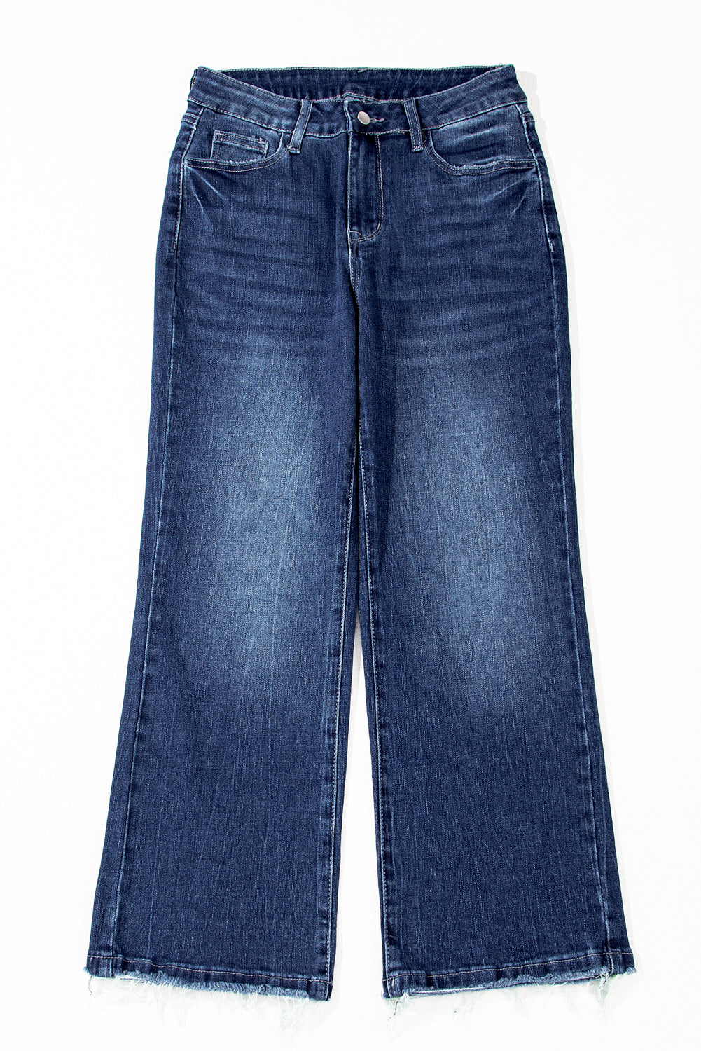 Sail Blue Mineral Wash Raw Hem High Waist Flared Jeans Jeans JT's Designer Fashion