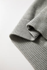 Light Grey Pearled Drop Shoulder Round Neck Sweater Sweaters JT's Designer Fashion