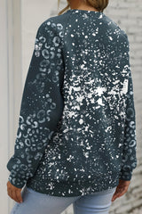 Blue Leopard Bleached Raglan Sleeve Crewneck Sweatshirt Sweatshirts & Hoodies JT's Designer Fashion