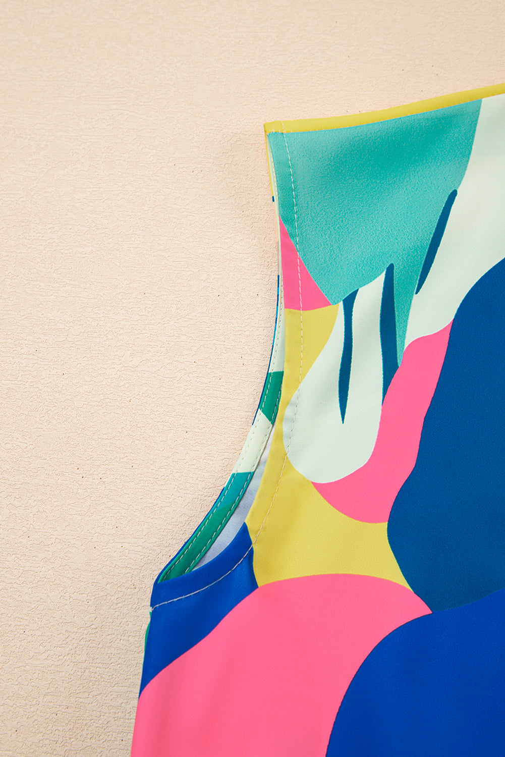Blue Abstract Print V Neck Cap Sleeve Pocketed Mini Dress Mini Dresses JT's Designer Fashion
