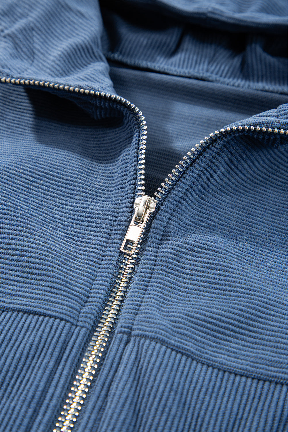 Real Teal Corduroy Drawstring Hooded Pocket Zip Up Jacket Jackets JT's Designer Fashion