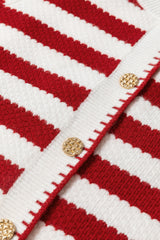 Red Stripe Chic Golden Button Cardigan Sweater Cardigans JT's Designer Fashion