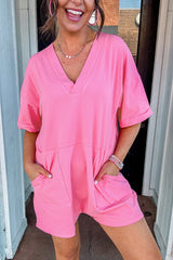 Bonbon Loose Half Sleeve V Neck Knit Romper Bottoms JT's Designer Fashion
