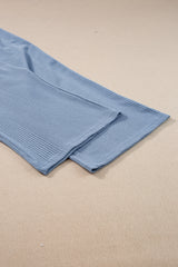 Beau Blue Solid Color Ribbed Ruffle Tank Top and Pants Set Pant Sets JT's Designer Fashion