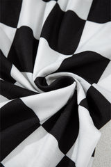 Black Checkerboard Elastic Waist Pocketed Joggers Pants & Culotte JT's Designer Fashion
