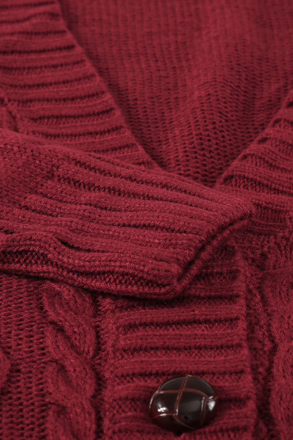 Burgundy Front Pocket and Buttons Closure Cardigan Sweaters & Cardigans JT's Designer Fashion