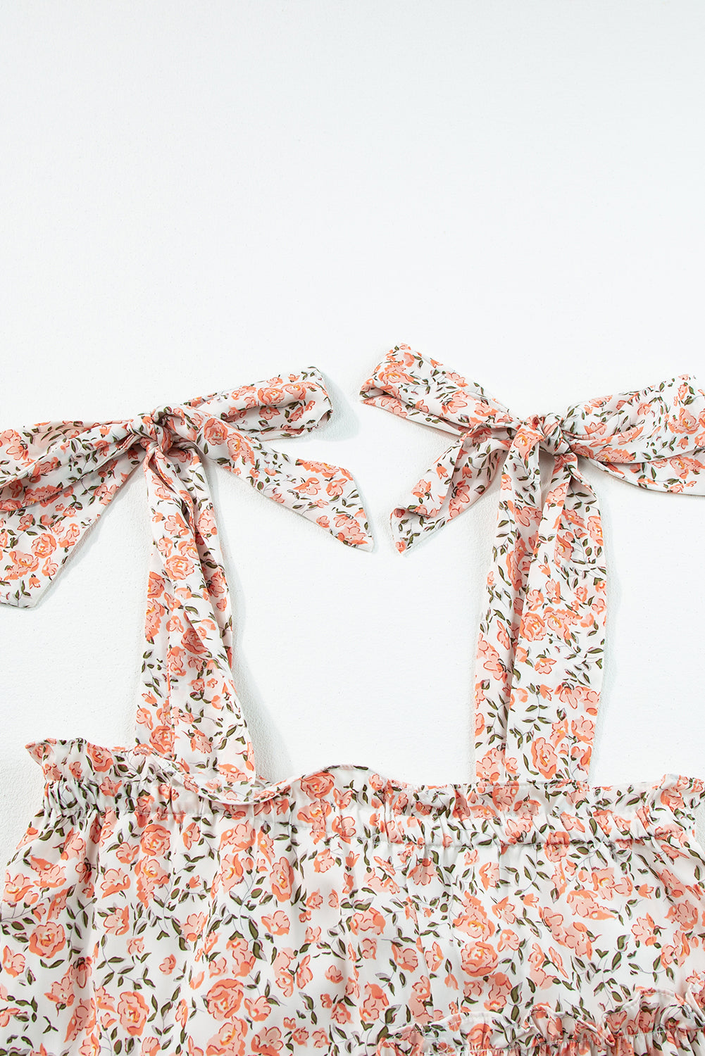 Orange Rose Floral Knotted Straps Tiered Babydoll Dress Floral Dresses JT's Designer Fashion