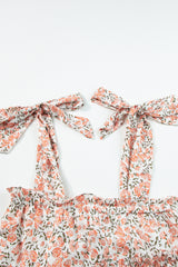 Orange Rose Floral Knotted Straps Tiered Babydoll Dress Floral Dresses JT's Designer Fashion