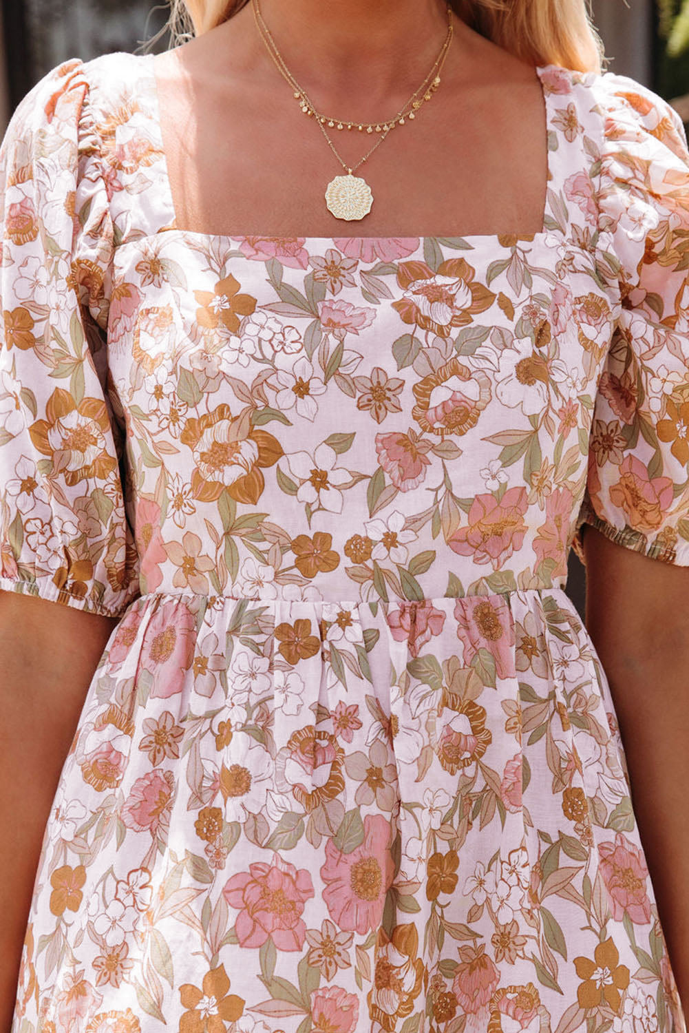 White Floral Print Bow Knot Backless Square Neck Mini Dress Floral Dresses JT's Designer Fashion