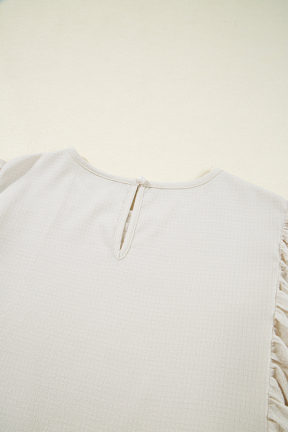 White Textured Ruffled Puff Sleeve Loose Dress Mini Dresses JT's Designer Fashion