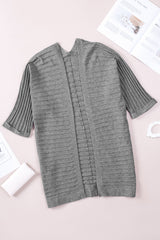 Gray Ribbed Open Front Knit Cardigan Sweaters & Cardigans JT's Designer Fashion