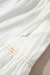 White Contrast Stitching Trim Knotted High Waist A-Line Mini Skirt Skirts & Petticoat JT's Designer Fashion