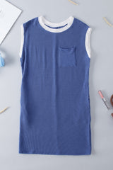 Sail Blue Rib Textured Cap Sleeve T-Shirt Dress T Shirt Dresses JT's Designer Fashion