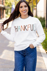 White Thankful Ivory Embroidered Sweater Sweaters JT's Designer Fashion